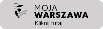 Przycisk z logo Moja Warszawa, link przenosi do e-usług.